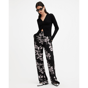 AllSaints Charli Silk Blend Wide Leg Floral Trousers